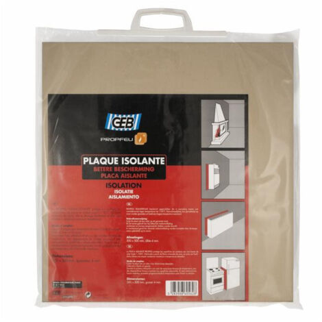 GEB – Plaque isolante Propfeu 500x500mm – Épaisseur 4mm – Fibres de laine minérale – Tenue jusqu'à 1100°C – Pour isolation thermique et protection au feu