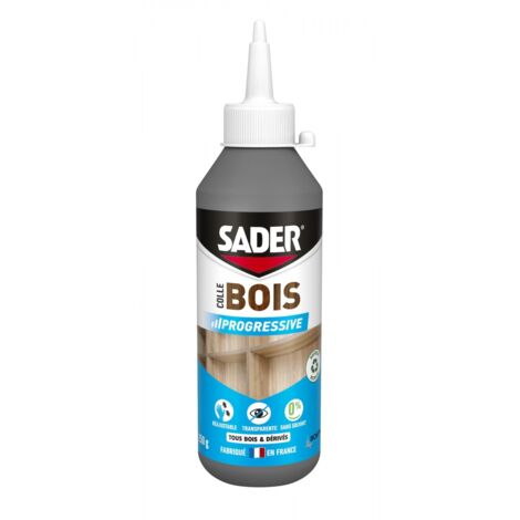 Colle à bois vinylique prise progressive 250g – Invisible après séchage – Excellente résistance à l'arrachement – Pour bois dur et dérivés – Sader