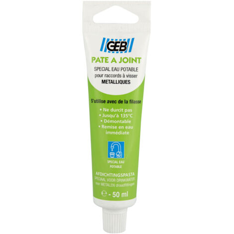 GEB – Mastic eau potable 50ml – Étanchéité raccords métalliques – Pour circuits d'eau chaude et froide – Compatible avec filasse