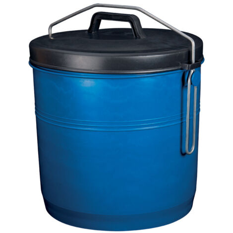 Poubelle à pédale 16 L – Corps bleu et couvercle noir – Polyéthylène durable – Anse coulissante pour vidage facile – Aluminium Et Plastique