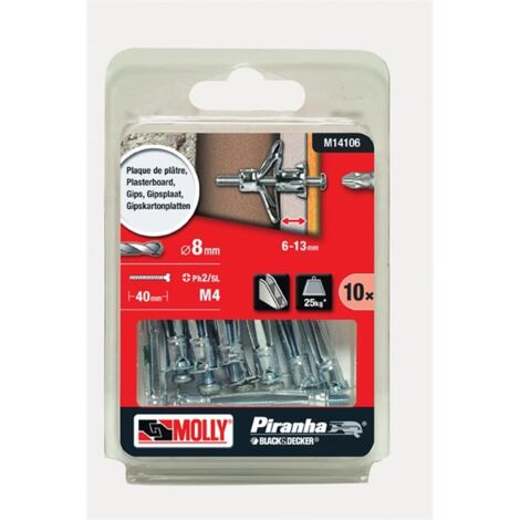 Cheville à expansion métal 4mm x 33mm – Charge jusqu'à 25 kg – Pour cloison sèche et brique creuse – Fixation durable – Molly