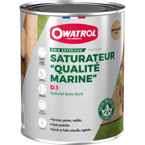 Owatrol – Saturateur qualité marine pour bois denses et gras – Finition mate transparente – 1L – Remplace les huiles de teck sans gommer