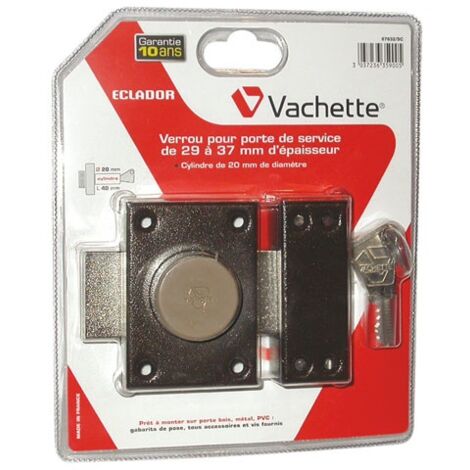 Vachette – Verrou à bouton 40 mm – Acier époxy marron – 3 clés – Pour portes jusqu'à 37 mm d'épaisseur – Sécurité renforcée