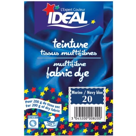 Teinture multifibres 15g bleu marine – Pour tissus polyamide, laine, soie, coton – Teinture à la main ou machine à 80°C – Ideal (1/2)