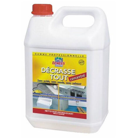 Nettoyant dégraissant concentré 5L – Formule sans soude ni acide – Parfum citron – Pour grilles, fours et mobilier de jardin – Ecness
