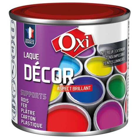 Laque décor rouge rubis 60 mL – Finition brillante – Application sur bois, métal et plastiques – Séchage rapide 1h30 – OXI