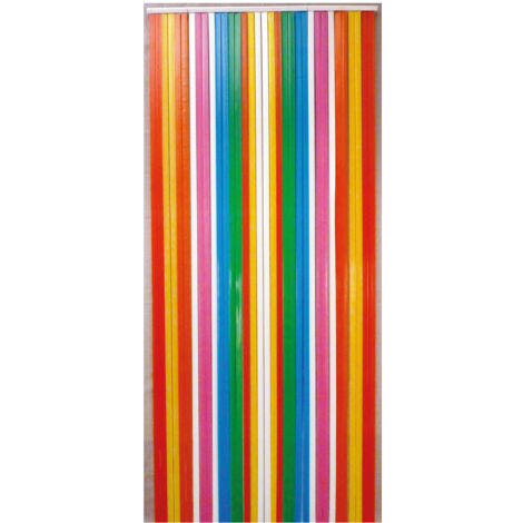 Rideau de porte à lanières multicolore 120 x 220 cm – Polyéthylène – Largeur des lanières 24 mm – Pour séparation d'espaces lumineux – Morel