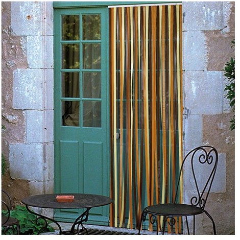 Rideau de porte en perles de bois multicolore 90 x 200 cm - Morel