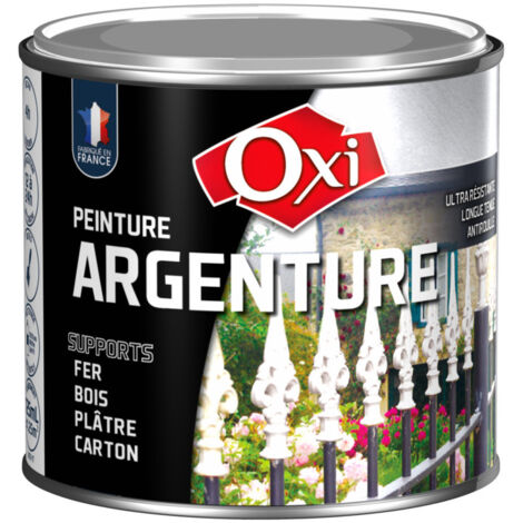 Peinture argenture 60ml – Métallisé satiné argent – Pour fer, bois, plâtre, plastique – Résistance aux chocs et rayures – OXI (1/3)