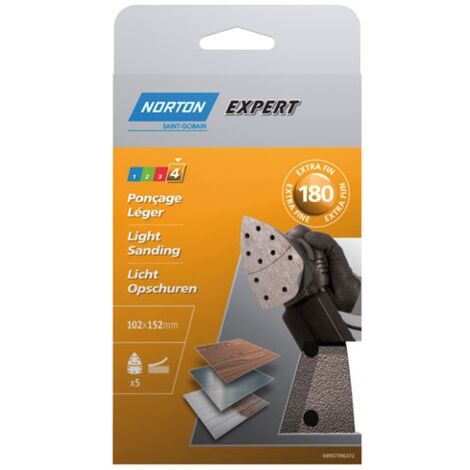 Patins Abrasifs Norton Expert - 16 Pièces, 93x230 Mm, Grain 180 - Finition Fine - NEUF