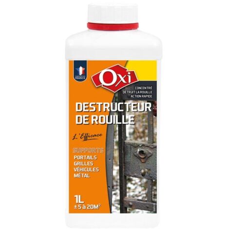 Destructeur de rouille concentré 1 L – Élimine rouille et calamine – Application facile sans brossage – Pour supports métalliques – OXI (1/4)