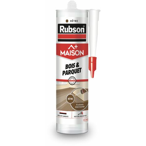 Rubson Maison Mastic Bois & Parquet couleur Hêtre, Mastic acrylique pour tous supports bois et maçonnerie, Joints pour intérieur et extérieur, cartouche de 280 ml