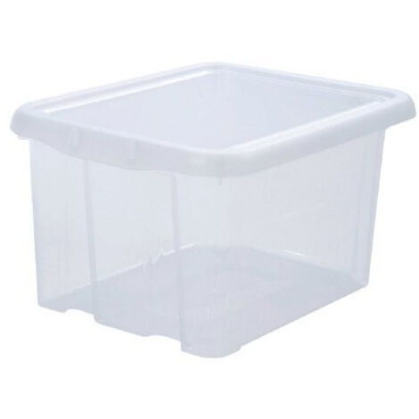 EDA – Boîte de rangement 18L en plastique naturel – Dimensions 38,3 x 31 x 22,2 cm – Couvercle clipsé pour protection efficace
