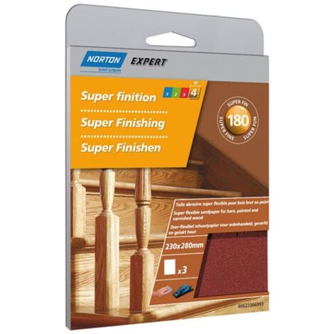Norton Feuille abrasive flexible grain 180 beige 230x280 mm