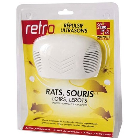 RETRO Répulsif ULTRASONS RATS/SOURIS/LOIRS/LEROTS/INSECTES  VOLANTS/ARAIGNEES Retro