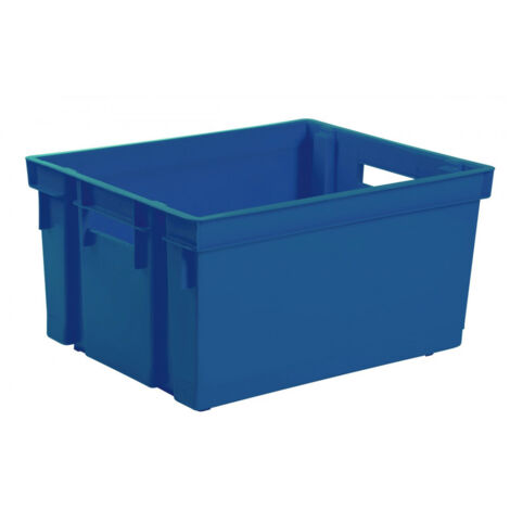 EDA – Bac de rangement bleu 50L – Dimensions 560x410x295mm – Plastique robuste – Emboîtable et superposable