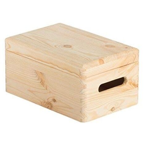 Astigarraga – Caisse en bois pin massif 30x20x14 cm – Épaisseur 12 mm – Certifiée PEFC – Prête à l'emploi avec poignées de transport