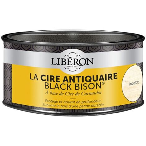 Cire Antiquaire Black Bison incolore 500cc – Nourrit et protège le bois – Séchage rapide – Compatible avec toutes les essences de bois – Liberon