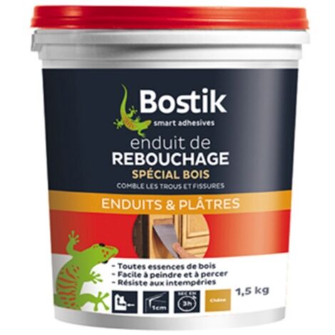 Bostik – Enduit de rebouchage bois pâte – Prêt à l'emploi – Résistant aux intempéries – Séchage rapide 3h – Rebouche jusqu'à 1 cm (1/5)