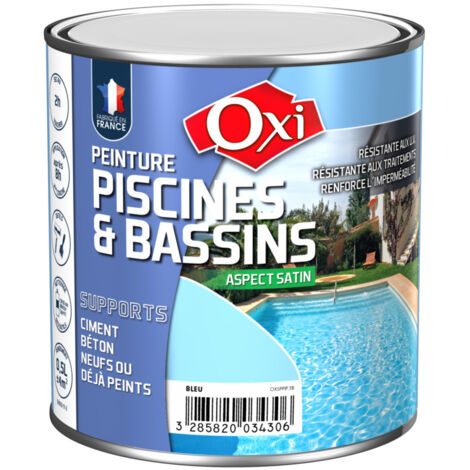 Peinture piscine satinée solvantée blanche 0.5L – Résistante aux UV et aux produits de traitement – Pour béton brut et anciennement peint – OXI