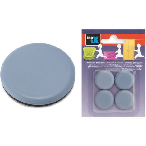 Patins glisseurs 63 mm en PTFE – Lot de 4 – Pour surfaces sensibles – Réduction du bruit lors du déplacement – Fixation adhésive – Inofix (1/6)