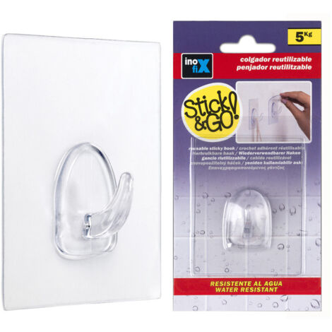 Cintre adhésif réutilisable 80x62mm transparent 1291-0-000 blister INOFIX (1/3)
