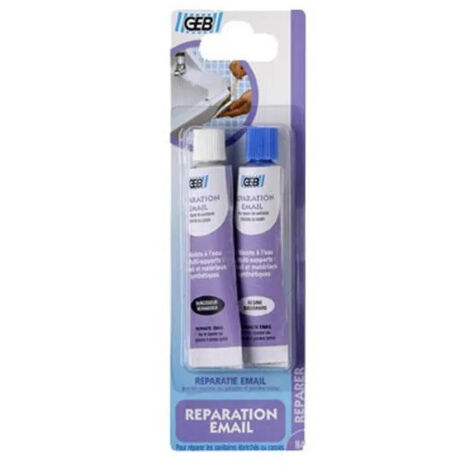 GEB – Lot de 2 tubes de réparation émail 20g – Pâte époxy bicomposante – Résistance à l'eau et aux détergents – Pour porcelaine et faïence (1/10)