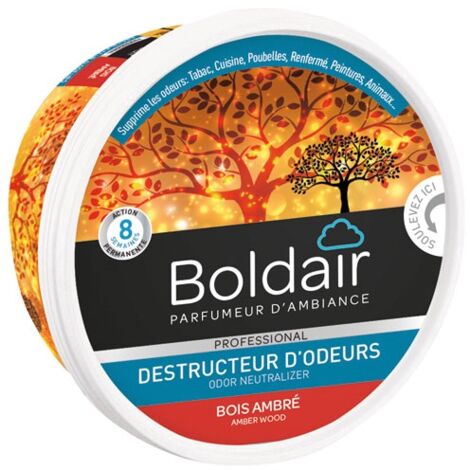 Gel destrusteur d'odeurs Boldair biodégradable parfum bois ambré pot de 300g