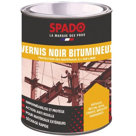 Vernis bitumineux noir 1L – Anti-corrosion pour métaux et béton – Imperméabilisation murs extérieurs – Rendement 8 m² - Bitumineux1lnoir