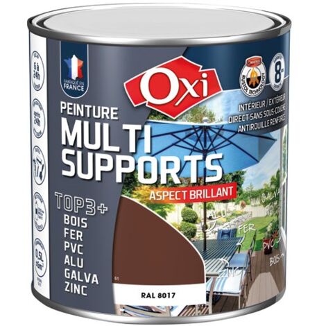 Peinture extérieure multi-supports brillante 500ml – Pour bois, fer, PVC – Résistance anticorrosion – Garantie 8 ans – OXI - ral8017 (1/4)