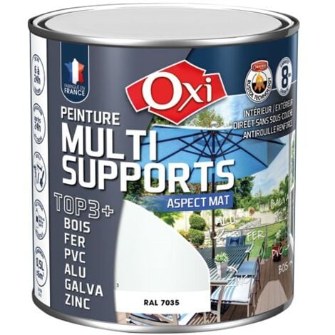 OXI - Peinture TOP 3 bois fer pvc mat 500ml gris clair ral7035