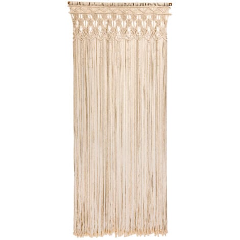 MOREL - Rideau de porte Bohème en macramé 90x200cm écru