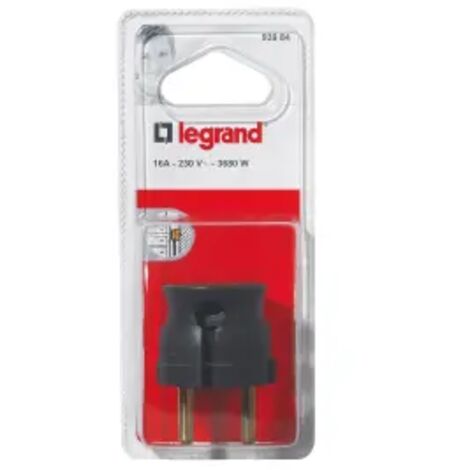 Legrand – Fiche mâle 2 pôles 16A extra plat noir – Connexion discrète pour espaces réduits – Indice de protection IP20 – Pour installations électriques (1/2)
