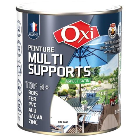 Peinture satin multi-supports 2.5L – Blanc crème RAL9001 – Protection contre humidité et corrosion – Application facile sur bois, fer, PVC – Durieu (1/6)