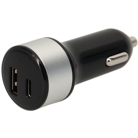ERARD - Chargeur 2 USB A/C F - sur allume-cigare - 5V/2.4A + 5V/3A - noir et  gris