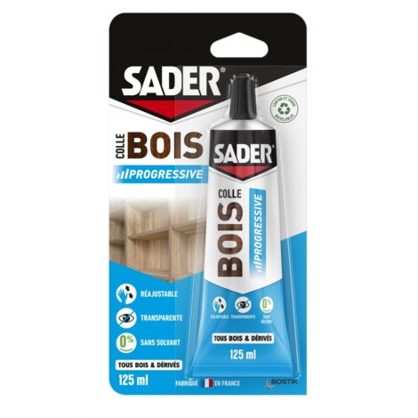 Colle bois prise progressive Sader - résistance et précision Conditionnement: 125ML