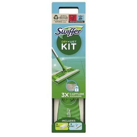 SWIFFER - Kit balai + 9 lingettes dry +3 lingettes wet