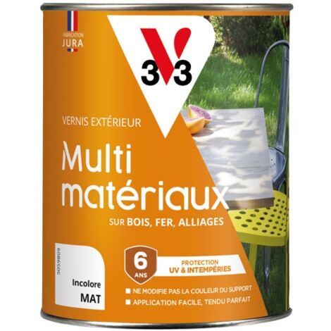 V33 – Vernis incolore mat 0.25l pour bois extérieur – Résistant aux chocs et intempéries – Finition durable jusqu'à 6 ans