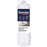 SPONTEX EXPERT - Tête de balai plat lavant et dépoussiérant