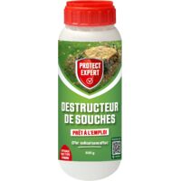 Destructeur de souche poudre 400 gr – Pour bois dur et teck – Réduit les souches en cendres sans effort – S'utilise avec pétrole désaromatisé – Protect Expert