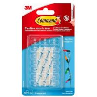 COMMAND - Crochet adhésif déco clip transparent blister de 20
