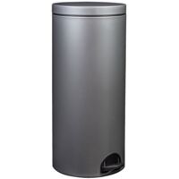 Rossignol – Poubelle à pédale 30L gris métal – Corps en acier poudré anti-UV – Poignée ergonomique – Seau intérieur amovible