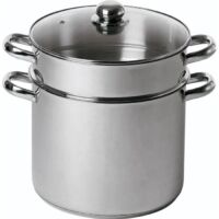 Couscoussier inox 26 cm 11L – Triple fond diffuseur inox/alu/inox – Compatible tous feux – Couvercle en verre – Baumalu