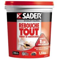 Enduit de rebouchage pâte 1.5kg – Prêt à l'emploi pour tous types de défauts intérieurs – Convient sur plâtre, béton, bois – Sader