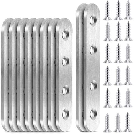 10 pezzi di piastre di fissaggio piatte dritte in acciaio inossidabile, staffe di montaggio, staffe angolari, piastre di riparazione, 96 x 16 mm, 76 x 16 mm (1/3)