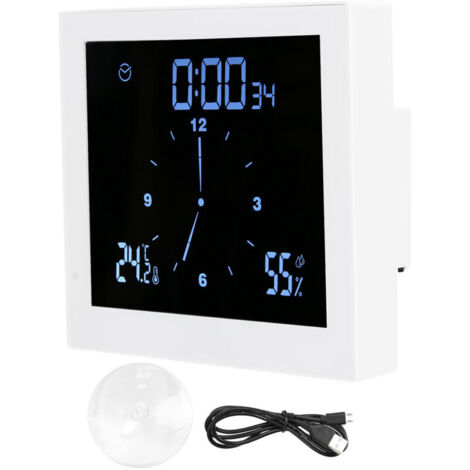 Eosnow TS-WP10 Orologio da doccia, timer innovativo, termometro impermeabile, igrometro, articoli per il bagno (bianco)