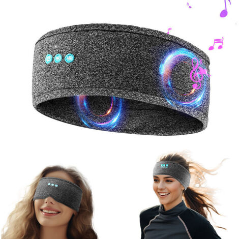 Fascia per dormire musicale con cuffie, fascia da viaggio elastica morbida con Bluetooth e altoparlante sottile, comode cuffie per dormire con musica (grigio) (1/3)
