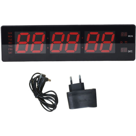 Orologio da parete digitale a LED Eosnow, suoneria oraria, memoria silenziosa in caso di interruzione di corrente, 8 allarmi, visualizzazione della temperatura, grandi cifre rosse, spina UE, 100-240 V (1/4)