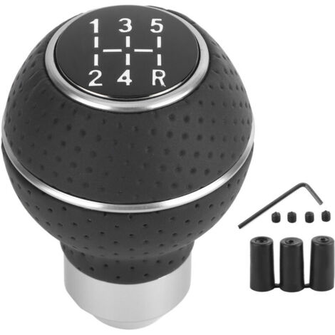 Pomello del cambio Eosnow a 5 velocità, lega di alluminio e pelle, accessorio per auto manuale, nero (1/4)