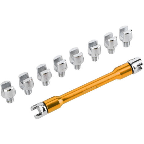 Chiave per raggi per moto Eosnow CNC, lunghezza 93 mm (3,7 pollici), per la maggior parte delle motociclette (da 5,0 a 6,8 pollici), colore oro. (1/4)